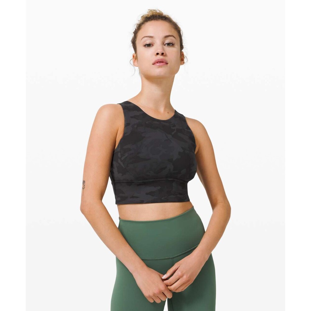 Lululemon Stronger As One Long Line Bra Incognito Camo Multi Grey Size 6